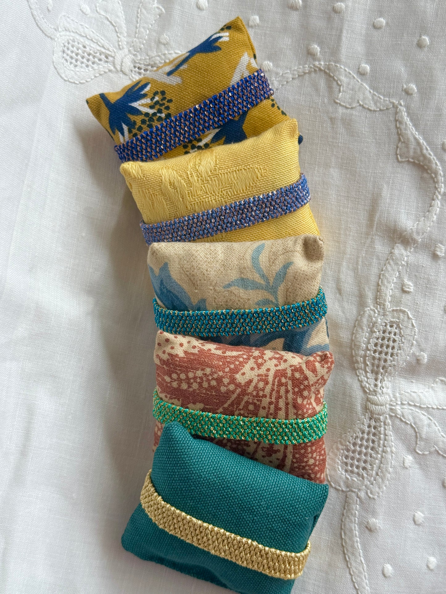 Textured Woven Wide Bracelet - Ocean Blue