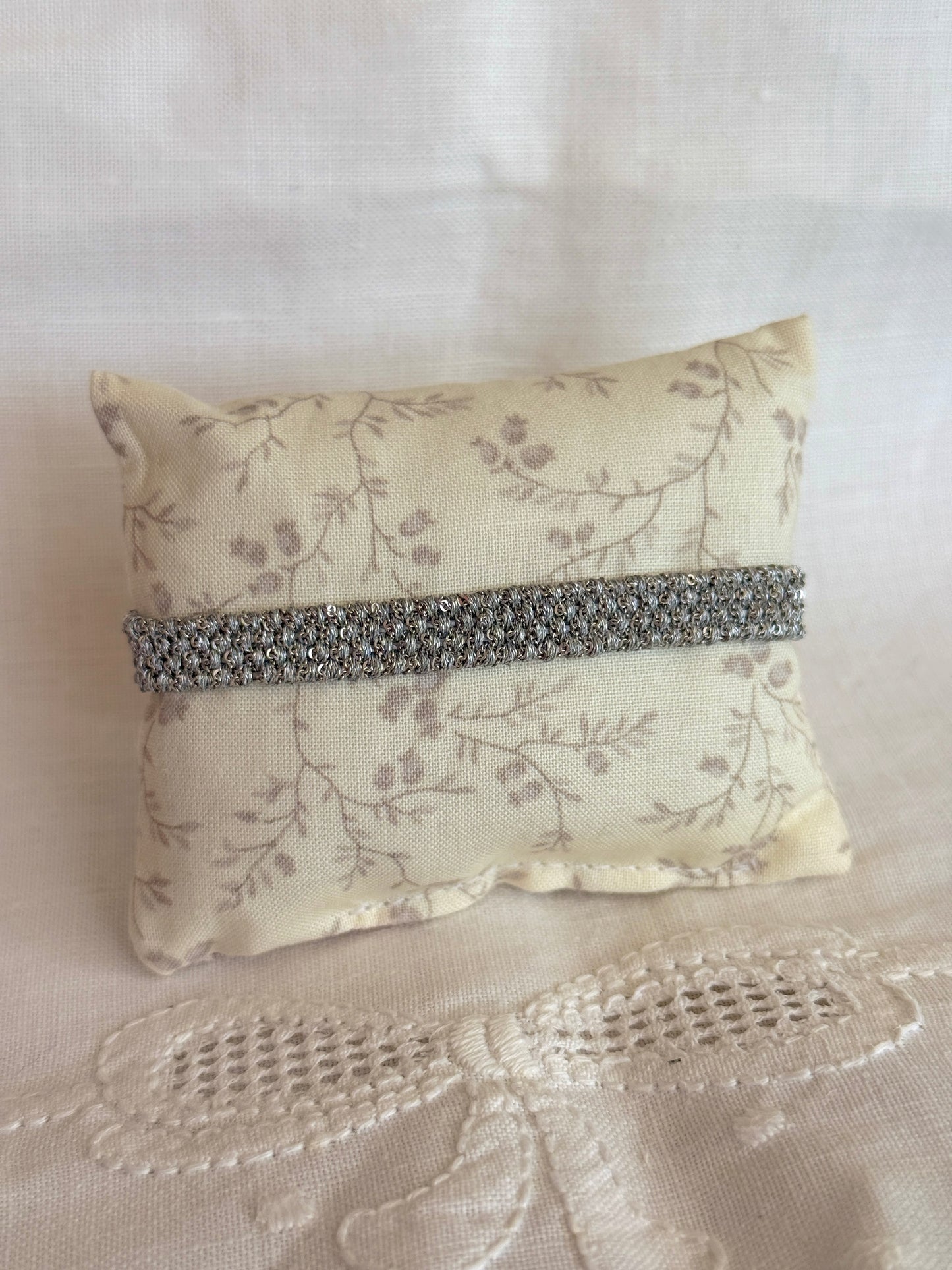 Textured Woven Bracelet - Metallic Silver
