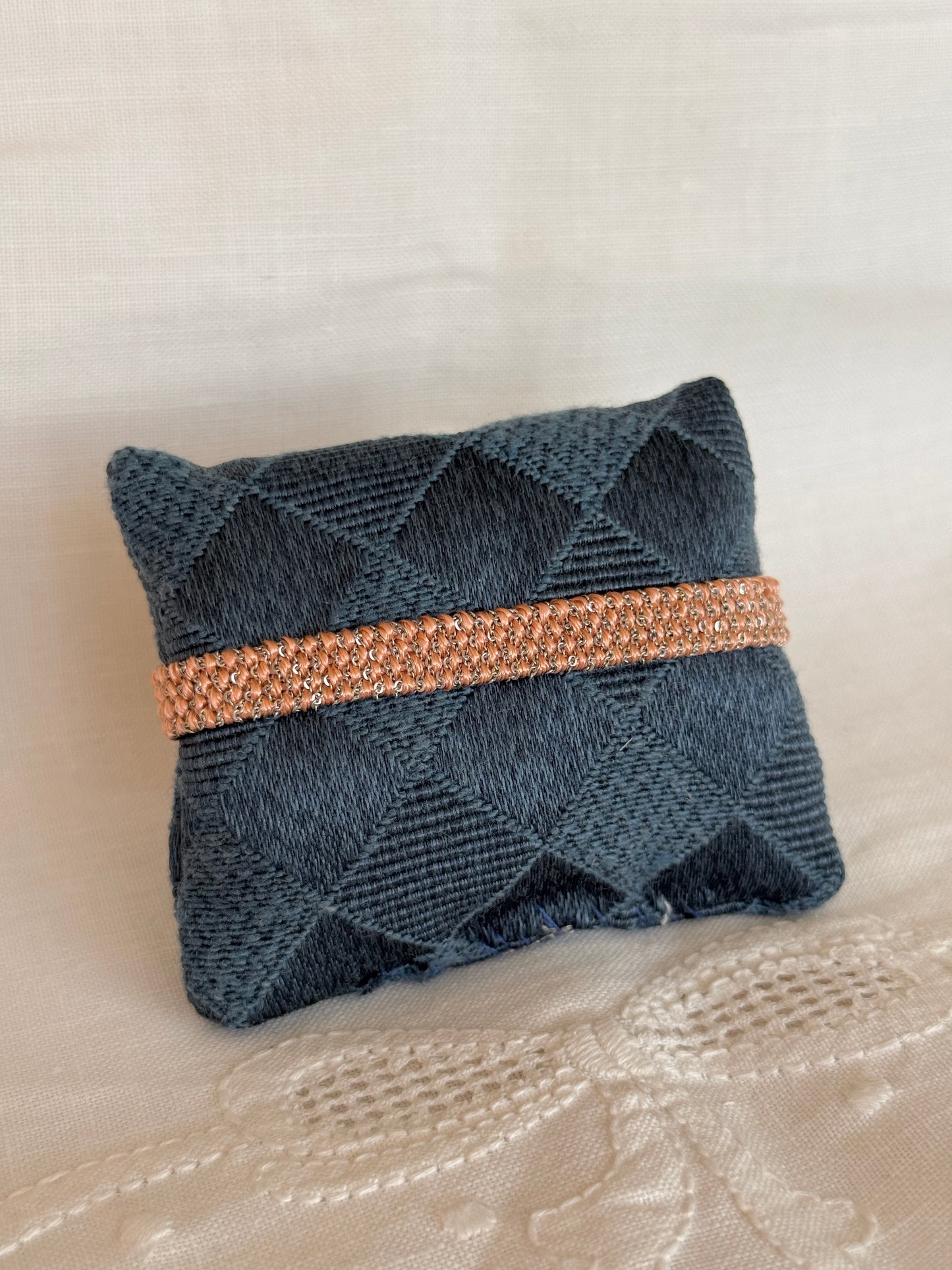 Textured Woven Bracelet - Coral Pink
