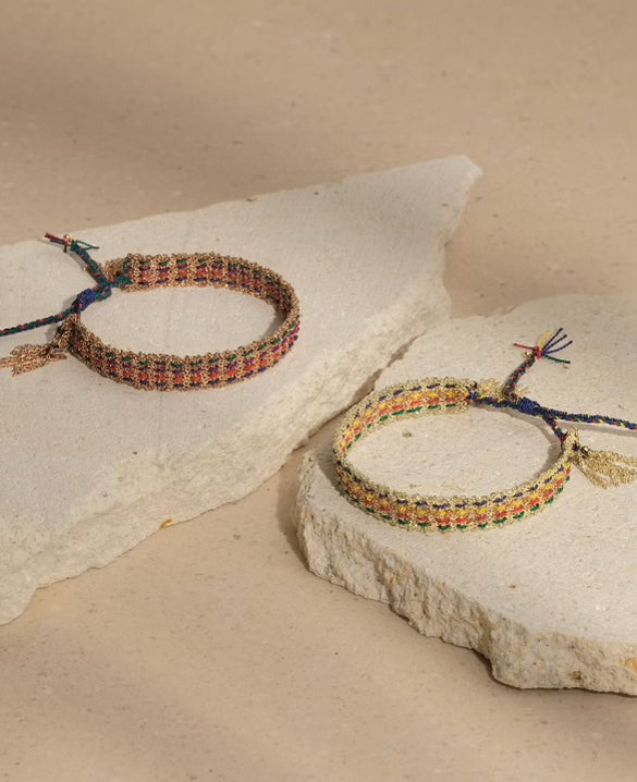 Silk and Chain Woven Bracelet in Minorque