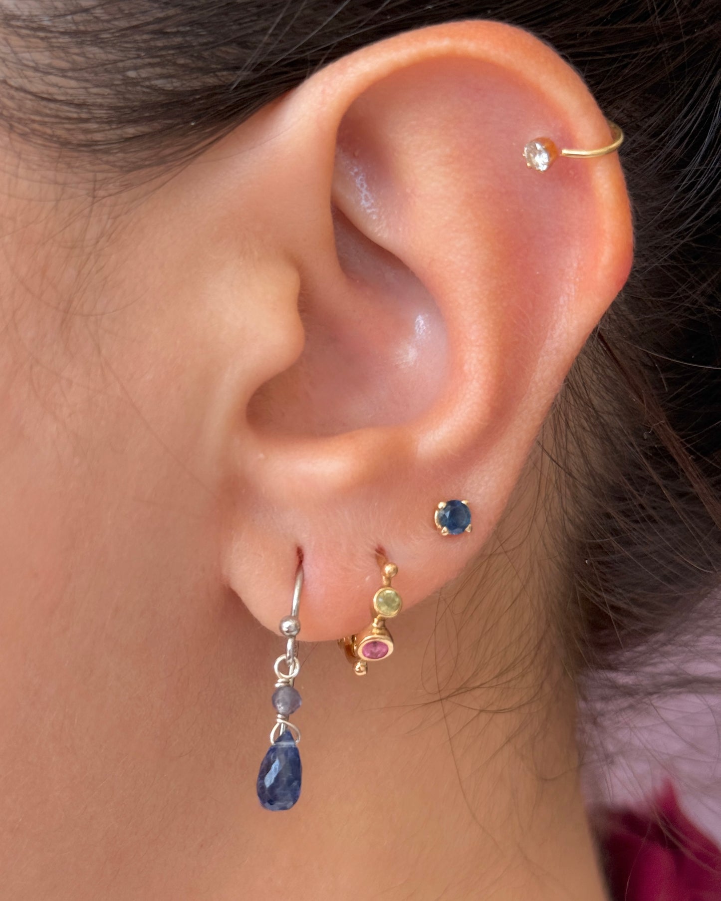 Gem Drop Silver Earrings