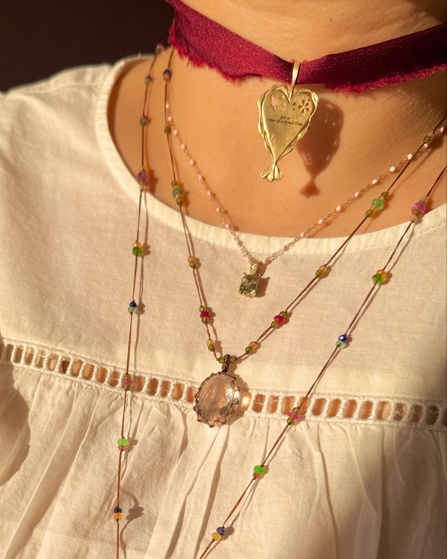 Short Tibetan Clear Quartz Pendant