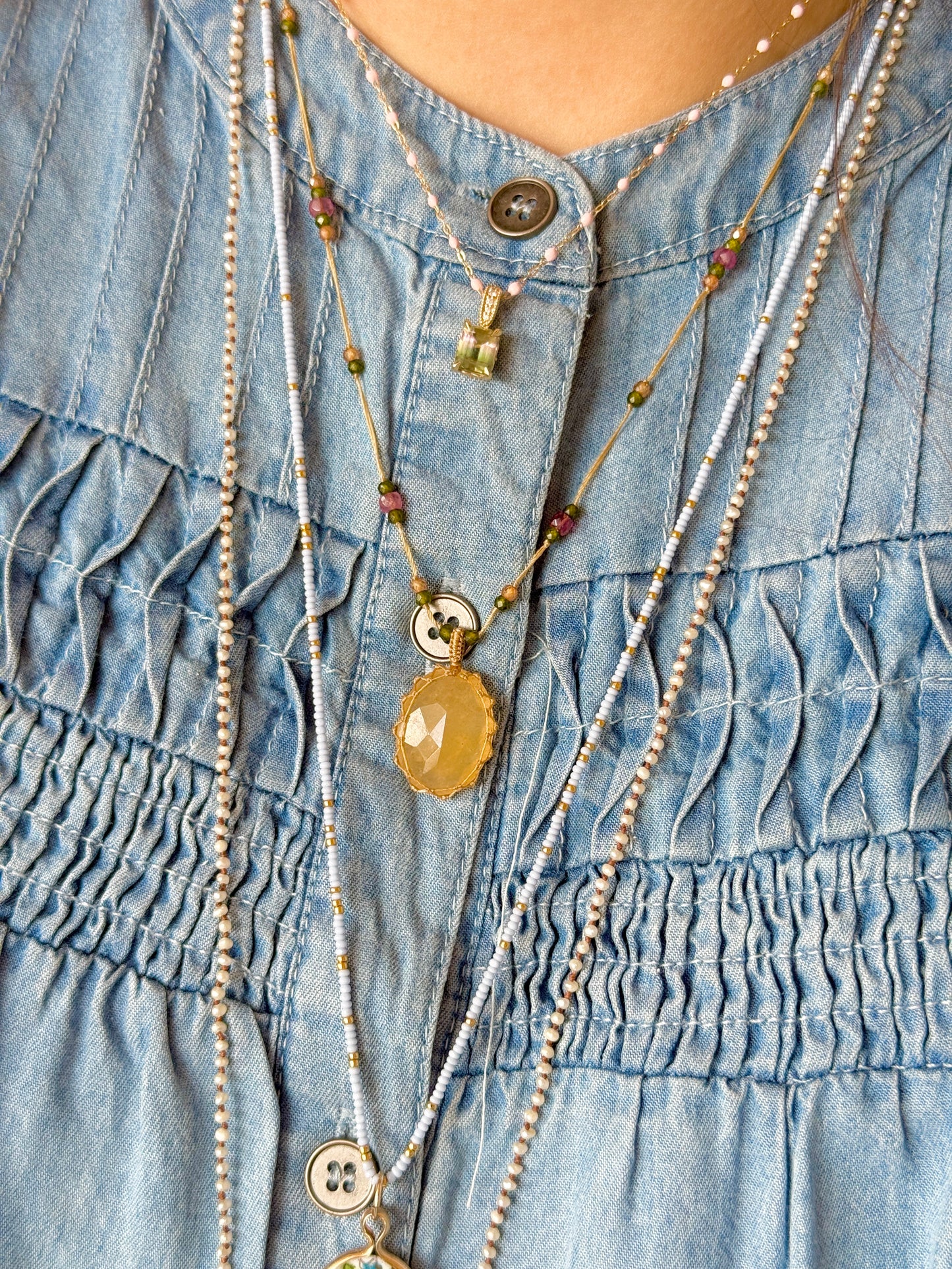 Short Tibetan Orange Strawberry Quartz Pendant