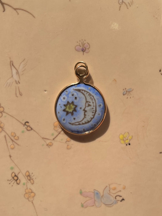 Crescent Moon Enamel Pendant