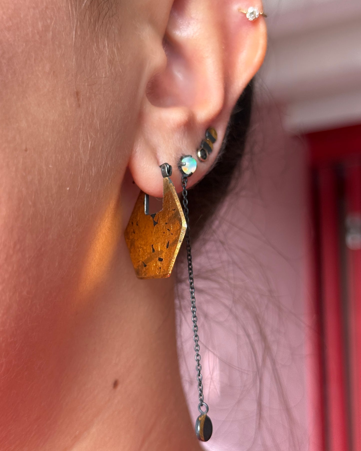 Crescent Moon Chain Earrings