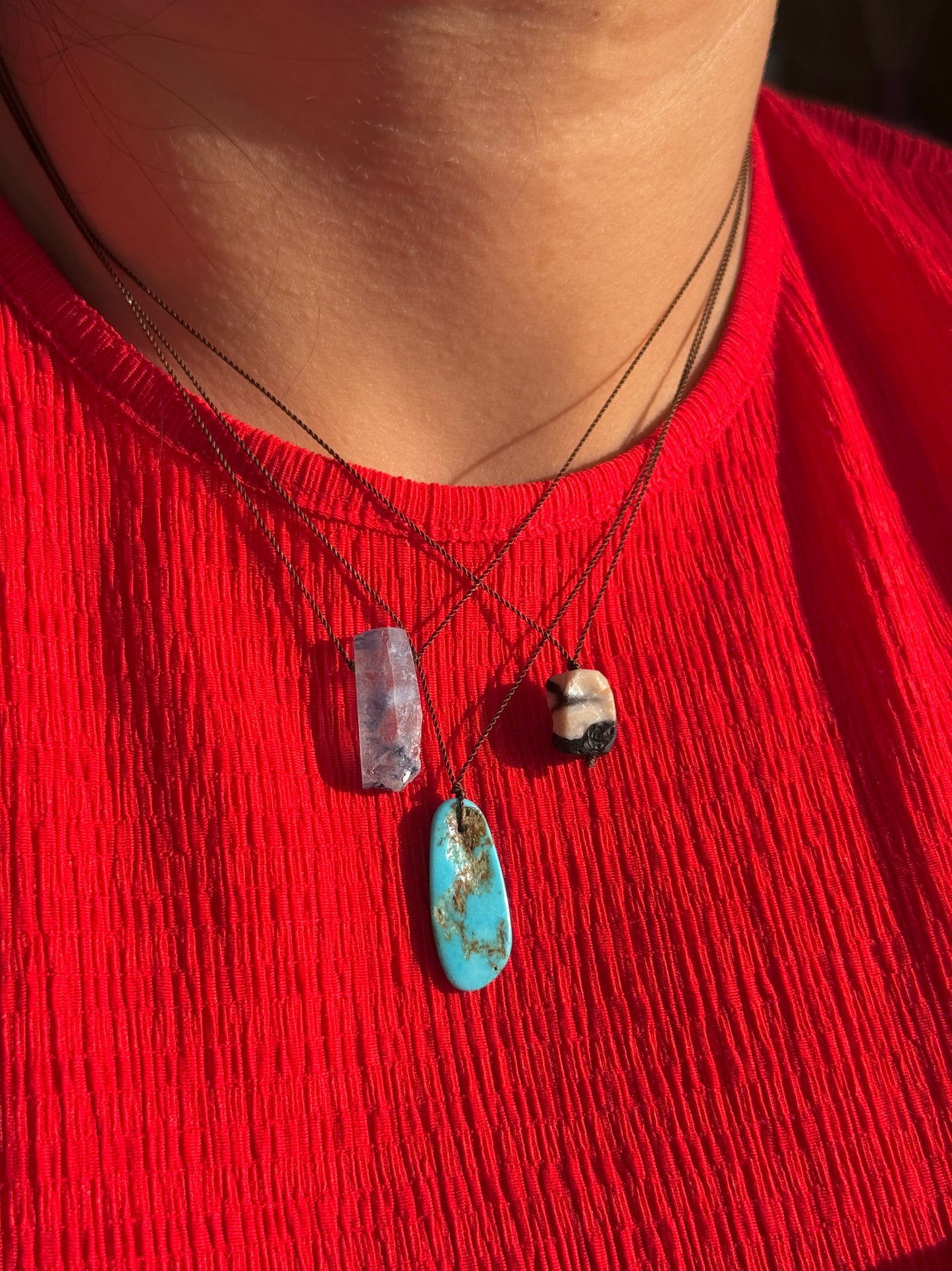 Gemstones Pendant on Nylon Necklaces