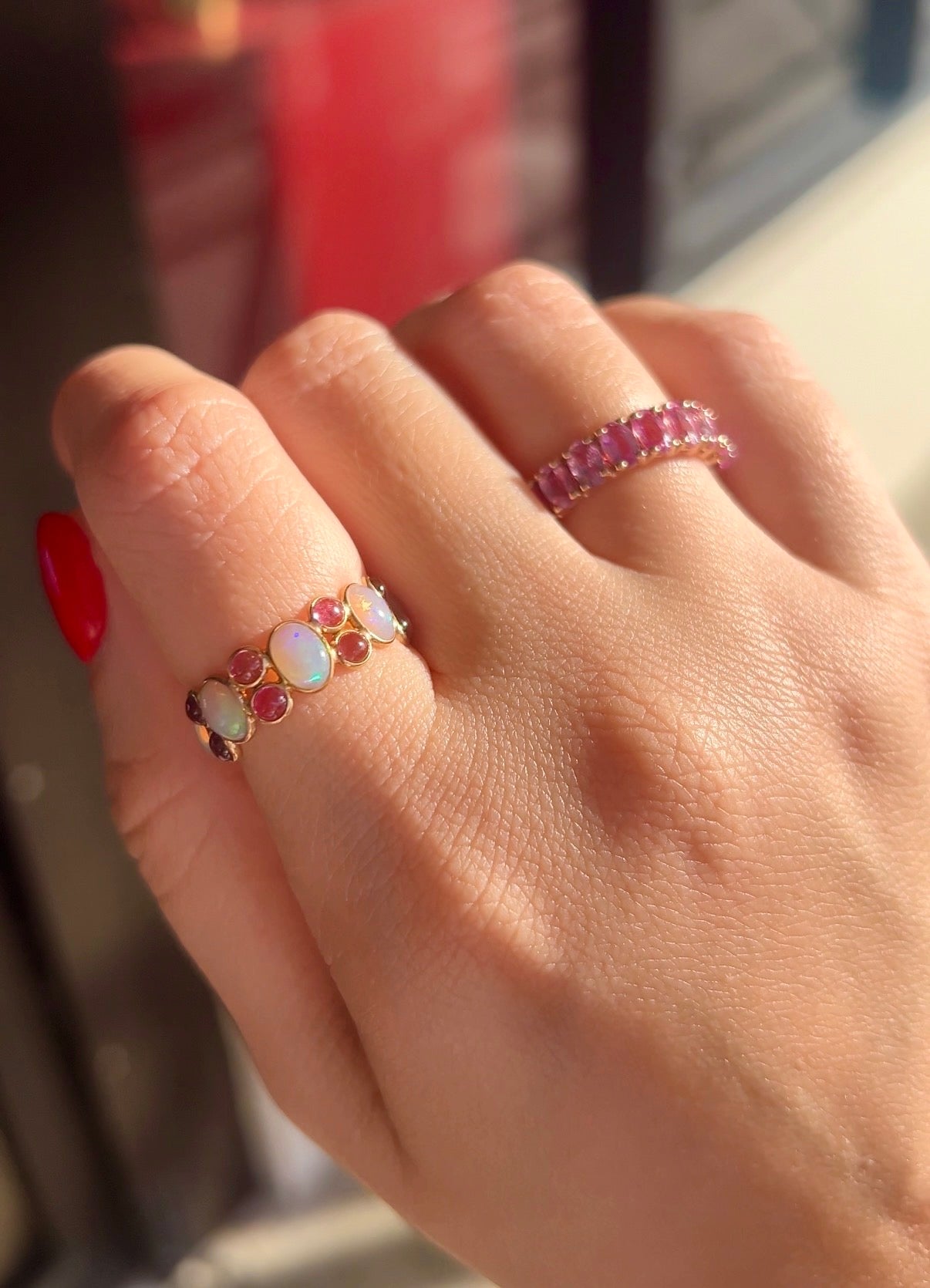 Tourmaline And Opal Eternity Ring