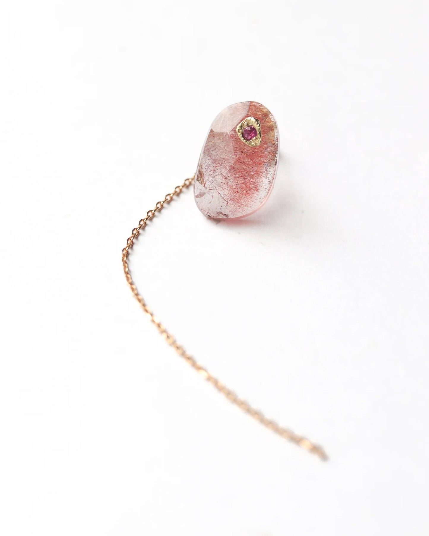Strawberry Quartz Flat Earrings