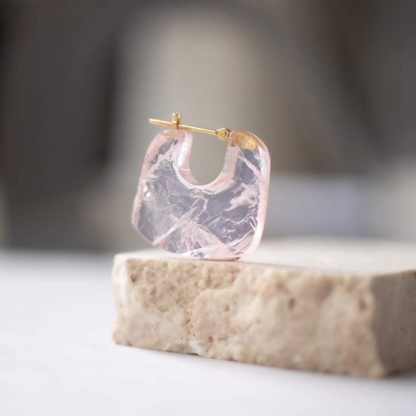 Pink Quartz Rock Earrings