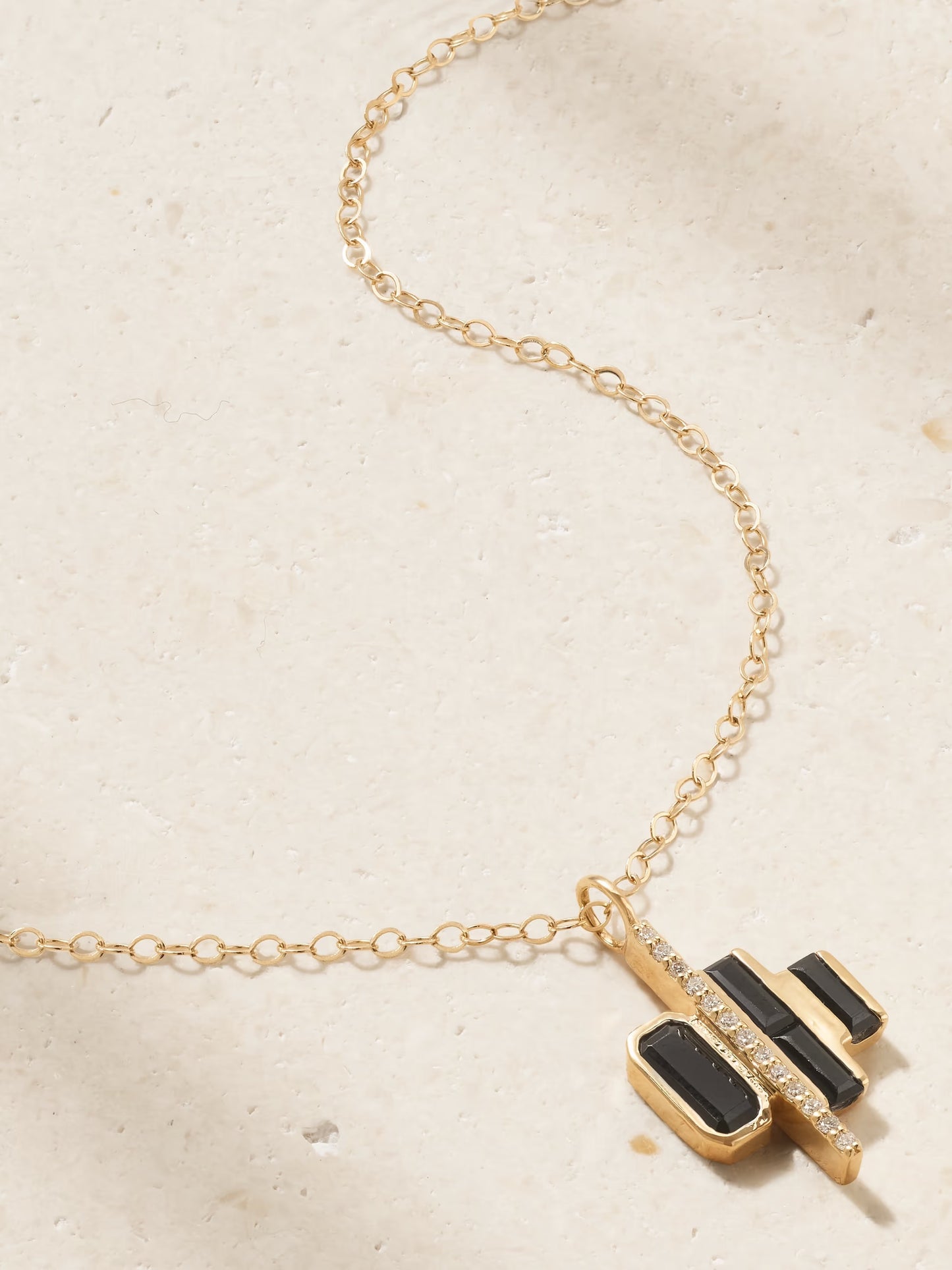 Black Spinel & Diamond Ladder Necklace