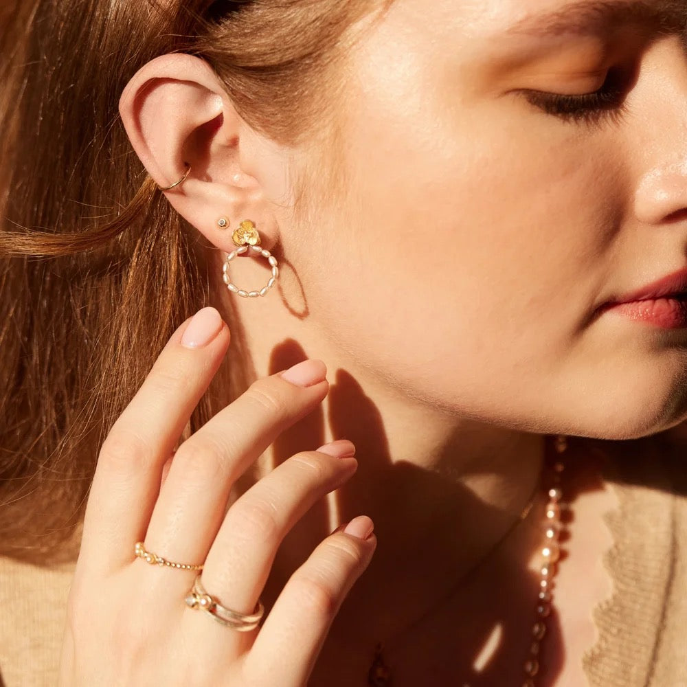 Orchid Pearl Hoop Earrings