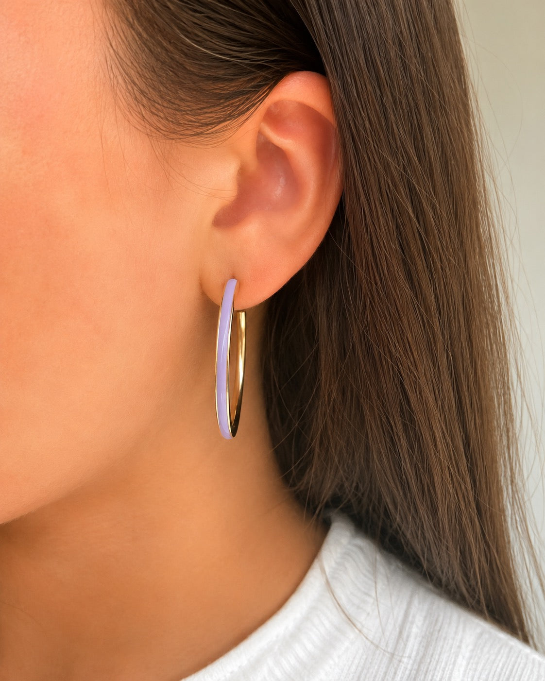 Medium Lilac Enamel Hoops