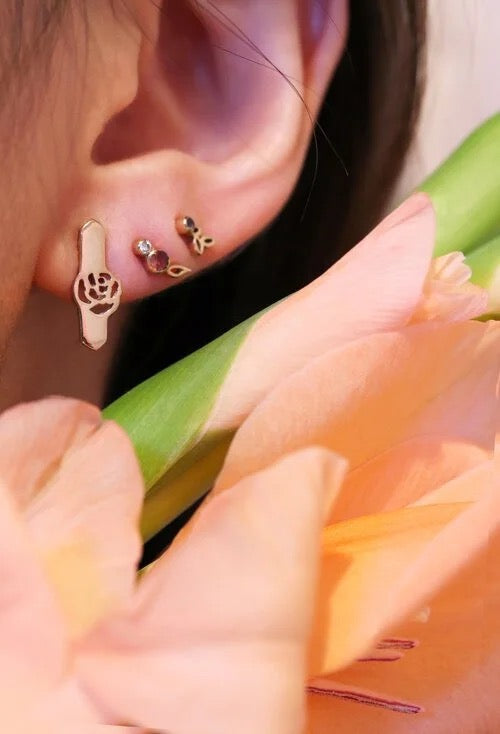 Rose Bar Stud Earrings