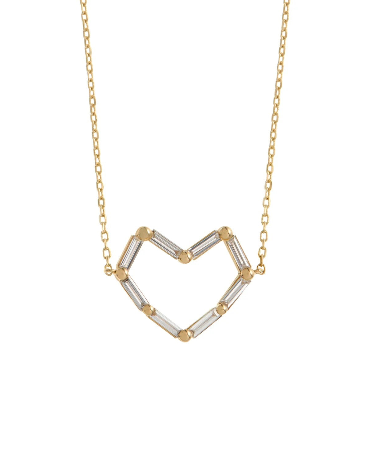 Baguette Diamond Heart Necklace