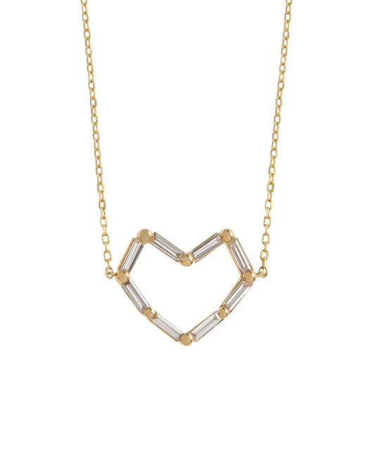 Baguette Diamond Heart Necklace