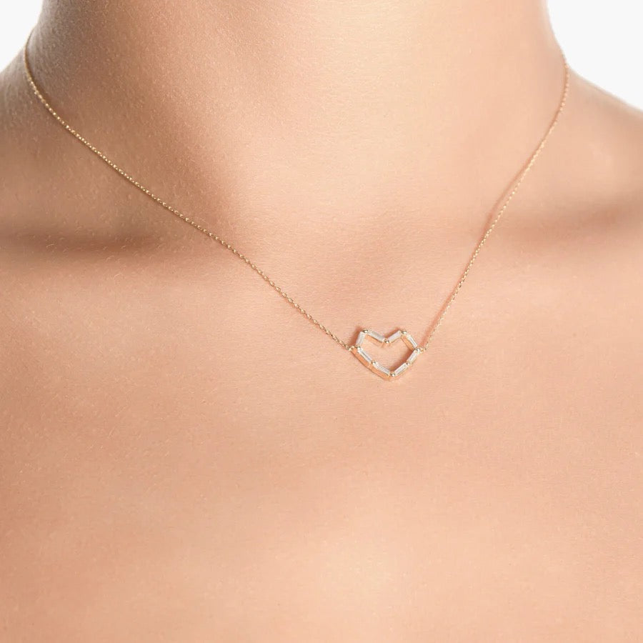 Baguette Diamond Heart Necklace