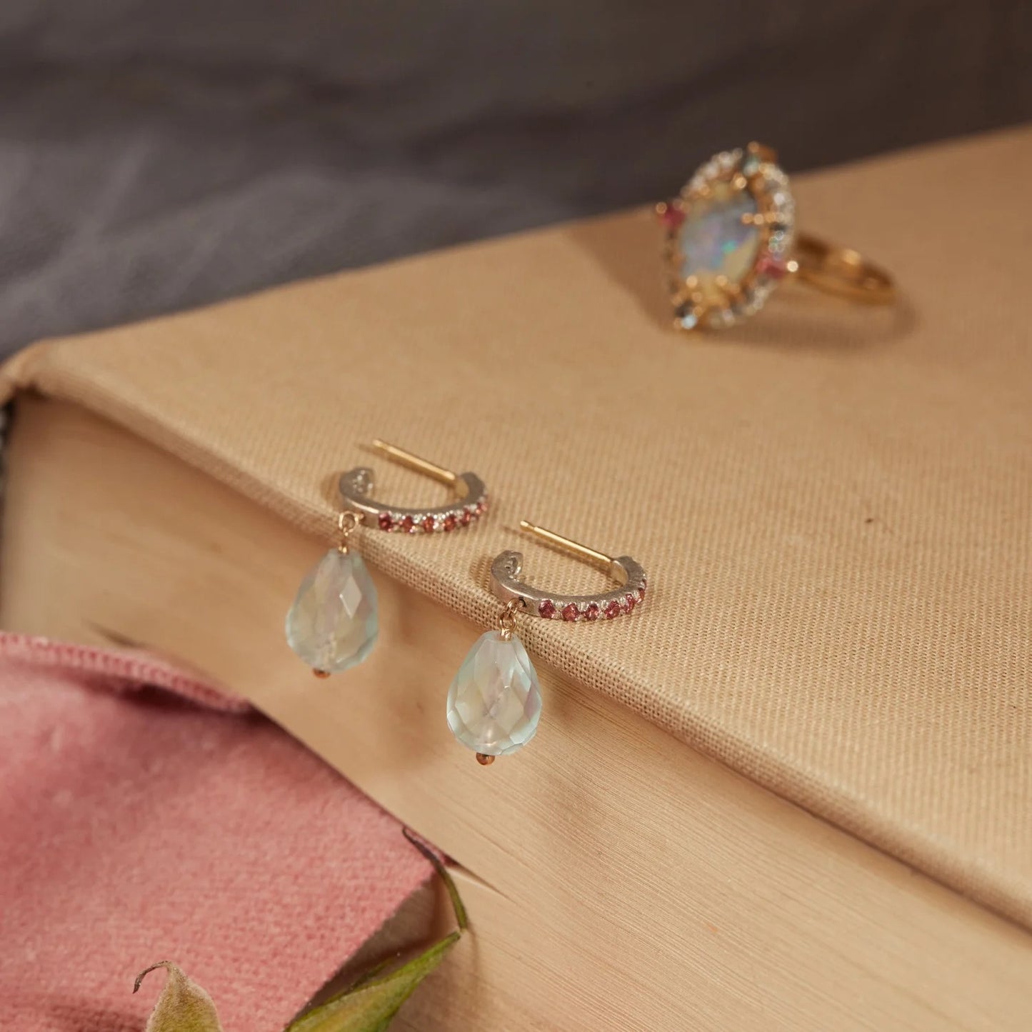 Aquamarine Drop Hoops