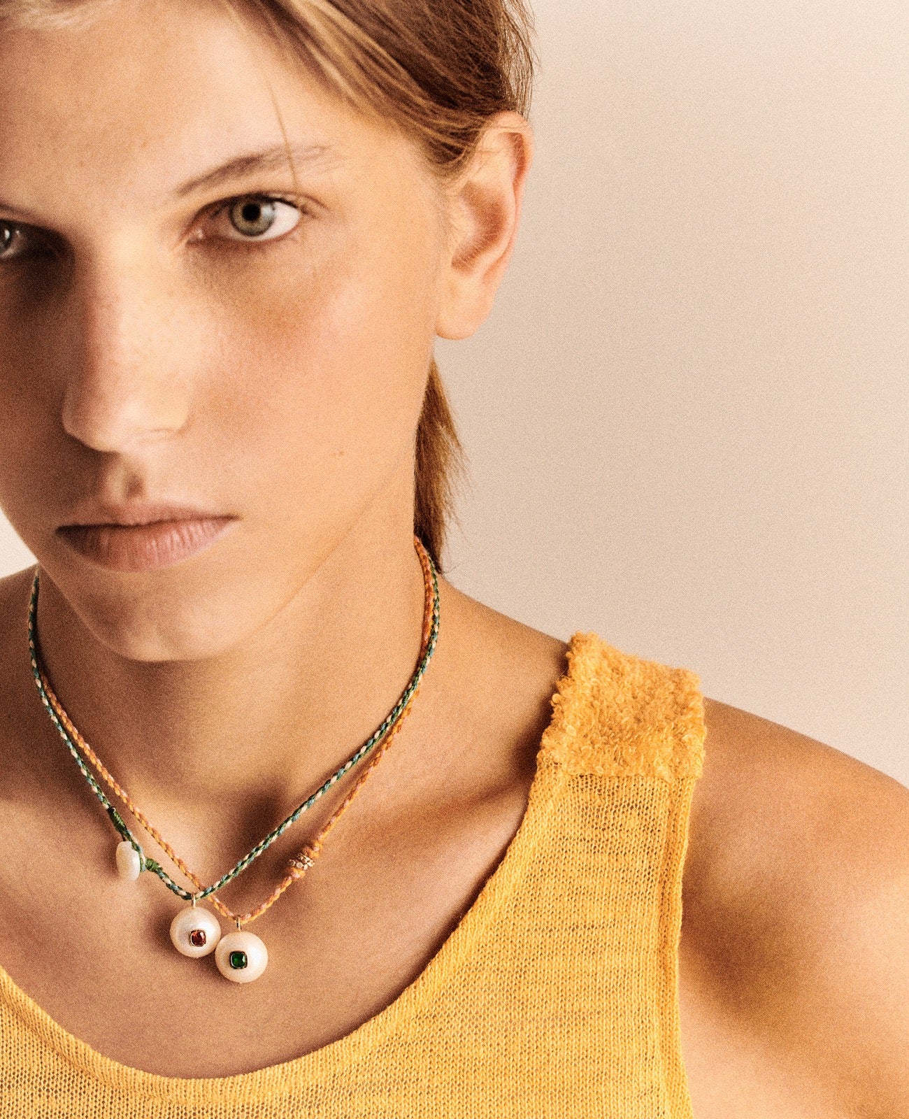 EDDIE Pearl & Green Diopside Necklace