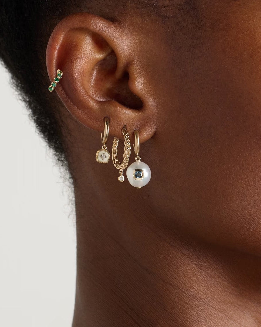 EDDIE Pearl & Blue Topaz Hoops