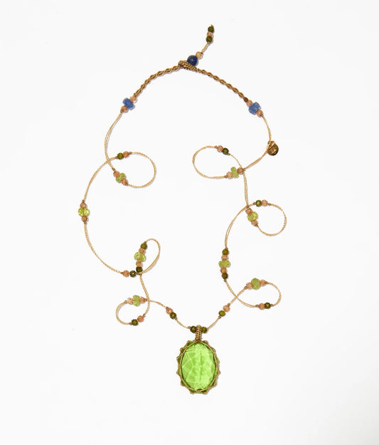 Short Tibetan Peridot Indian Crystal Pendant