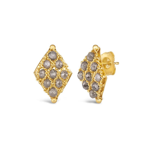 Petite Woven Lattice Grey Diamond Earrings
