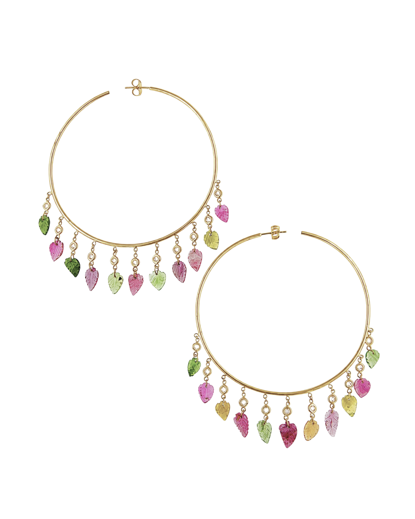 Tourmaline Leaf Shaker Hoops