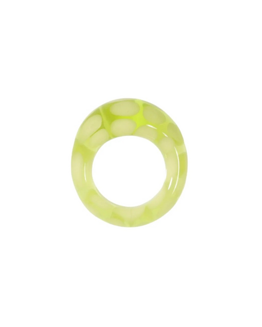Polta Dots Glass Ring in Green Apple
