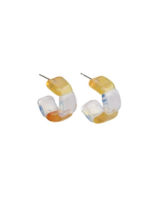 Two Tone Glass Mini Hoops