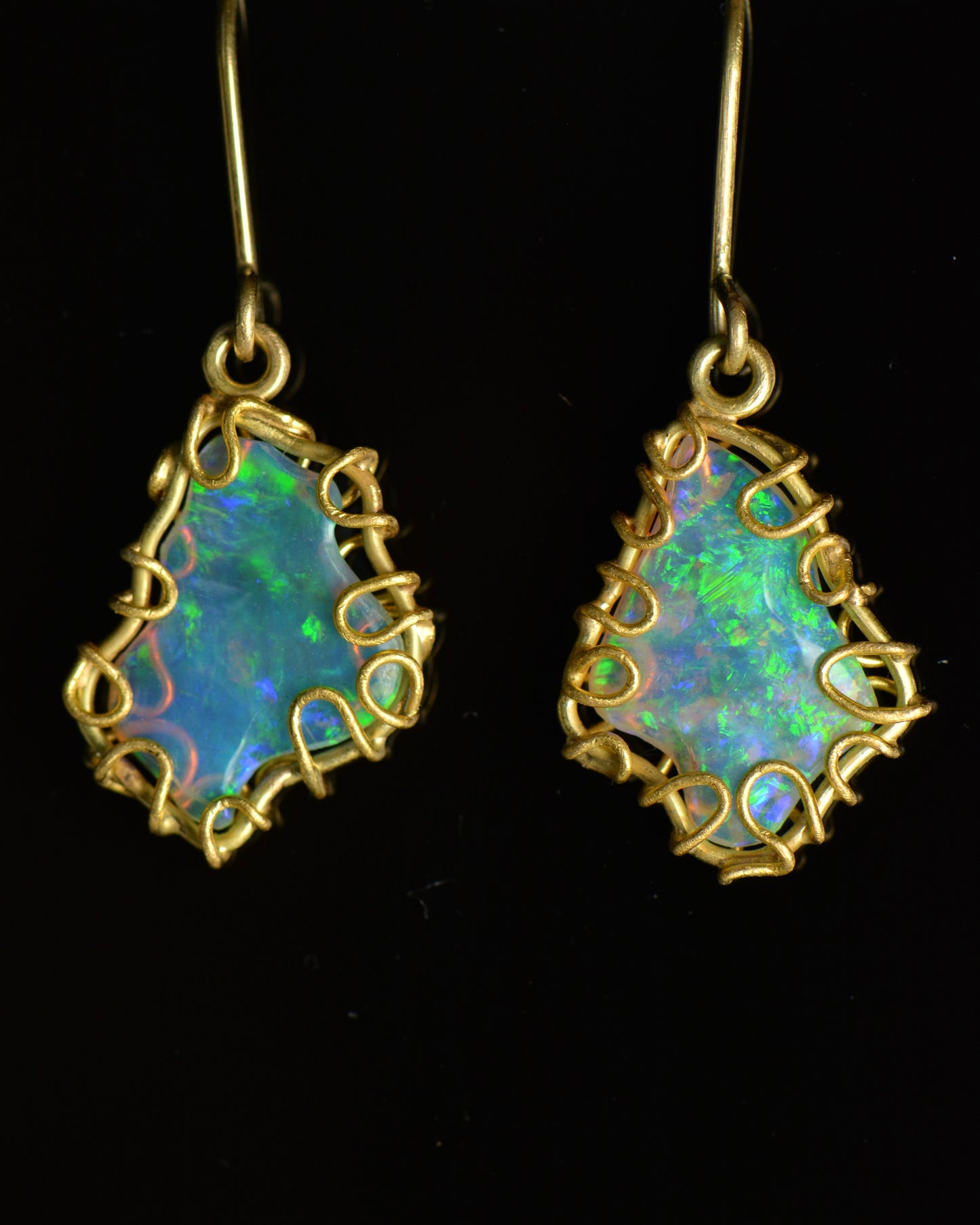 Carved Opal Squiggle Earrings