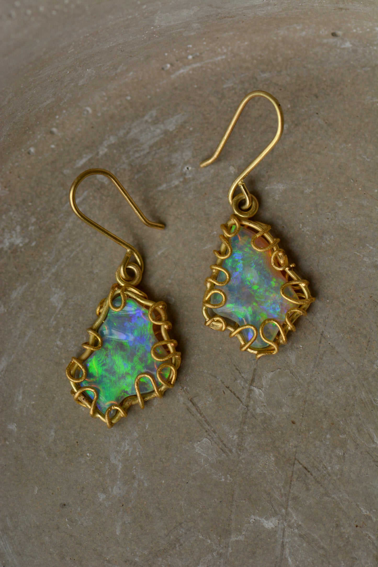 Carved Opal Squiggle Earrings