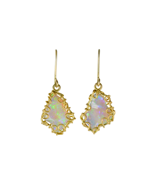 Carved Opal Squiggle Earrings
