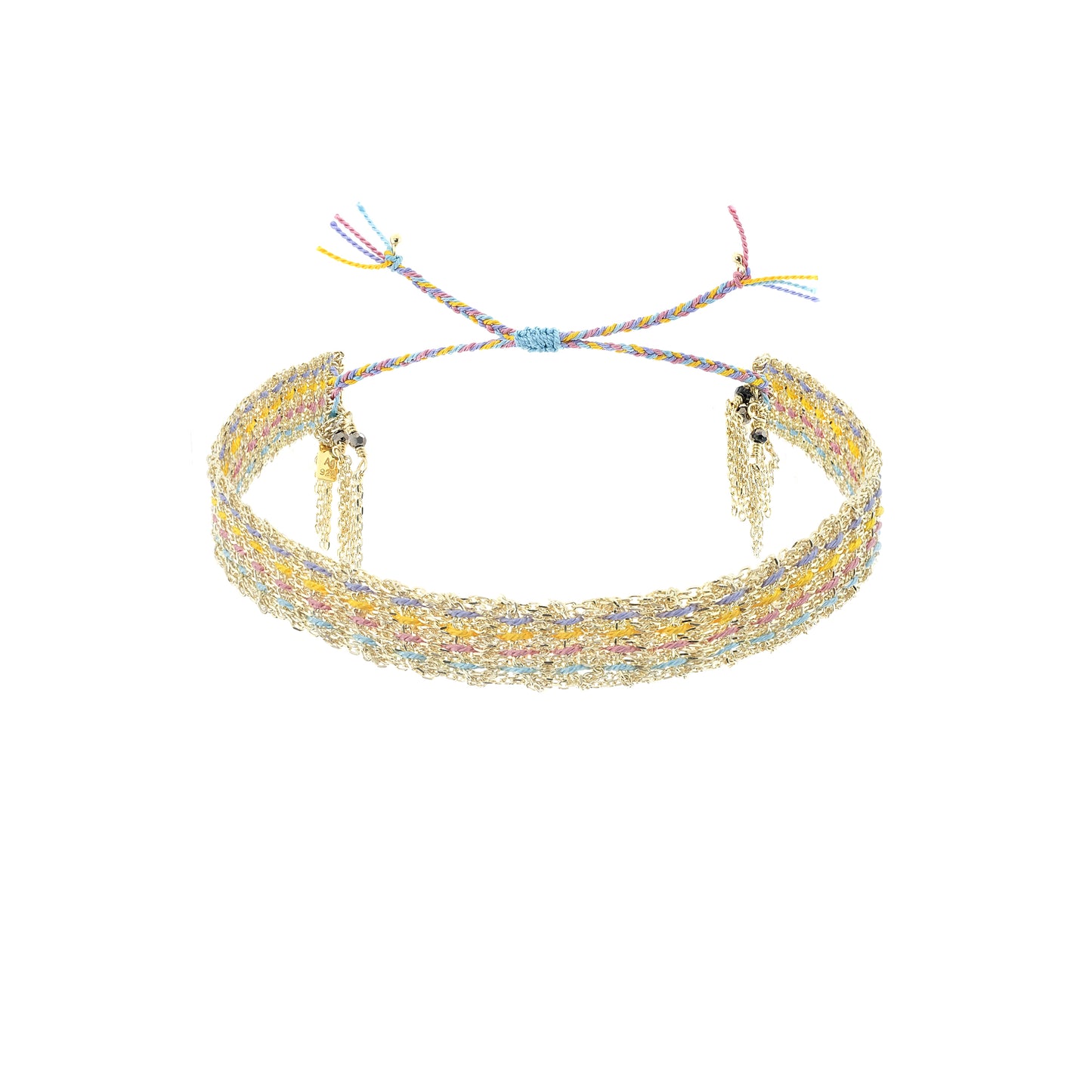 Silk and Chain Woven Bracelet in Monaco