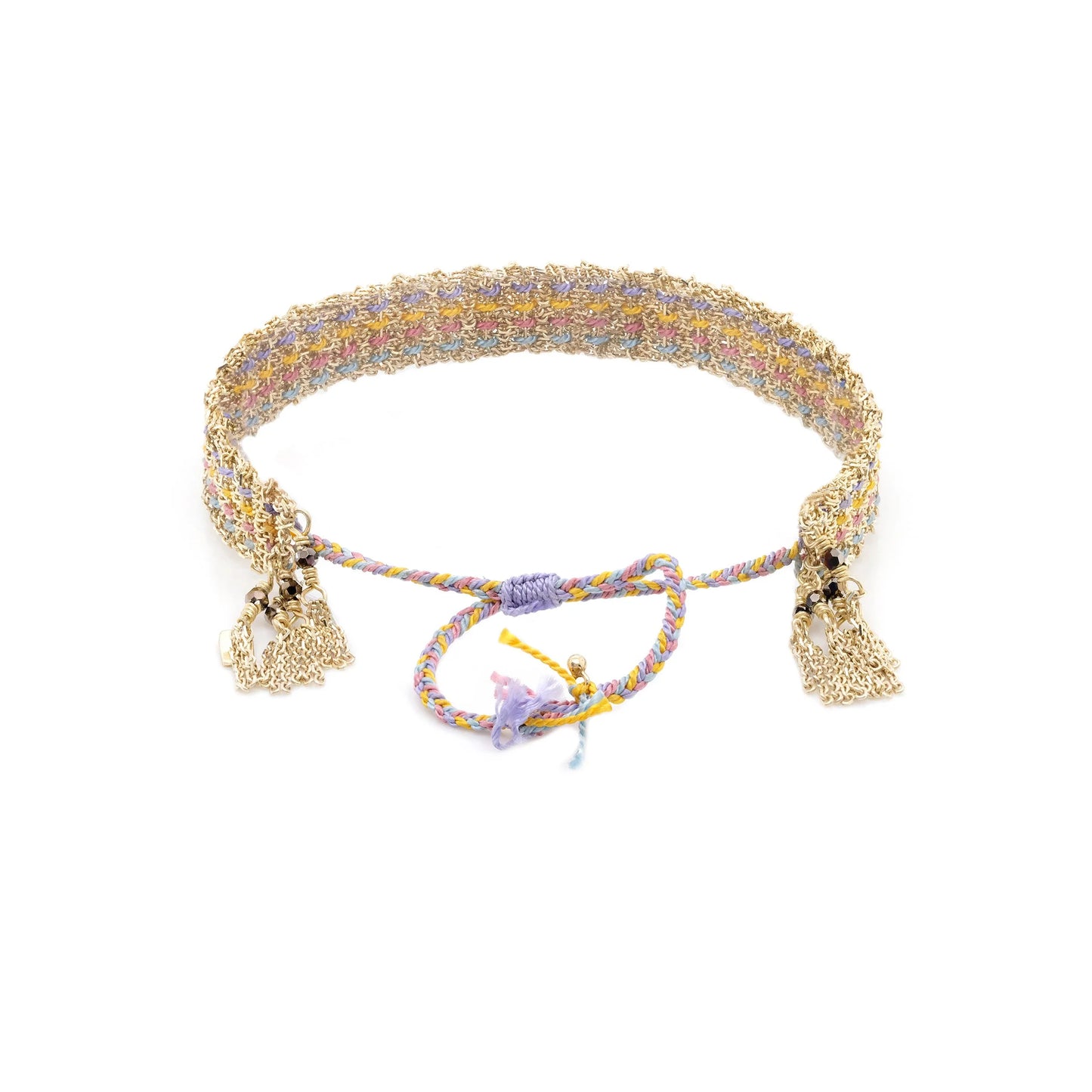 Silk and Chain Woven Bracelet in Monaco