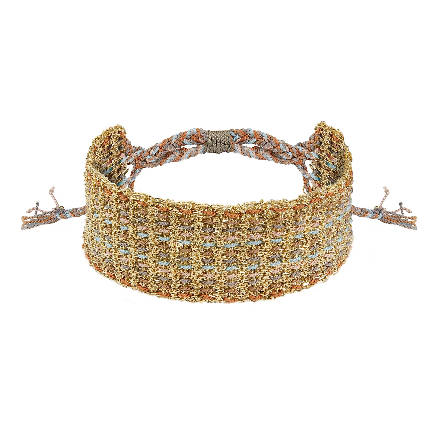 Silk and Chain Woven Bracelet in Safari