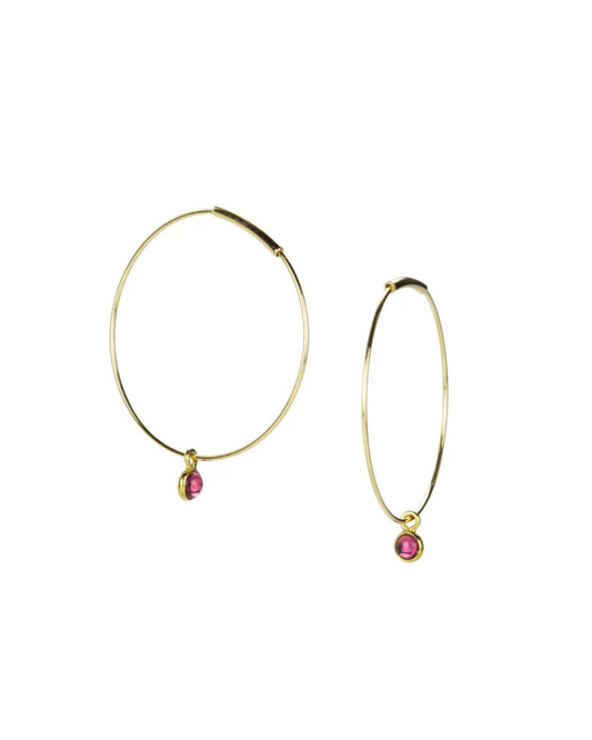Pink Sapphire Cabochon Hoops