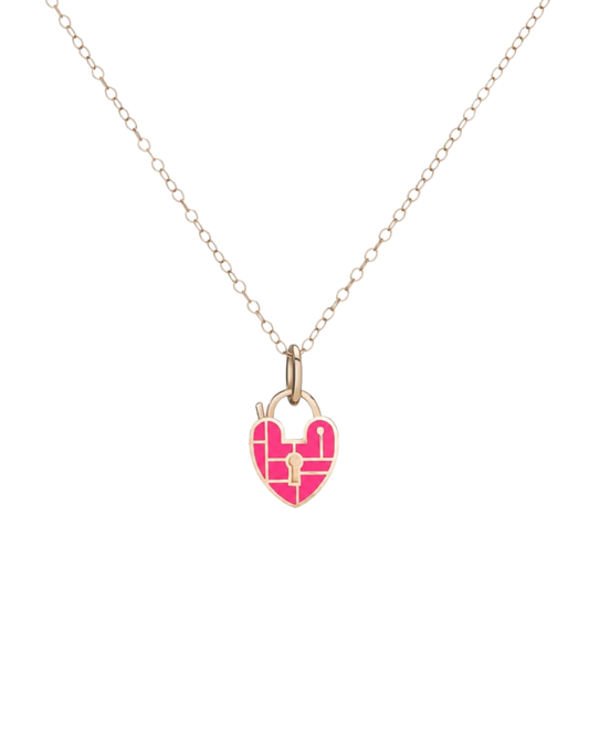 Heart lock Palette Enamel Necklace