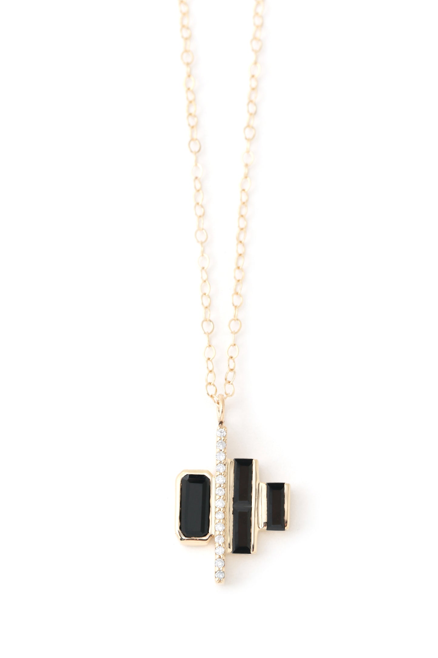 Black Spinel & Diamond Ladder Necklace