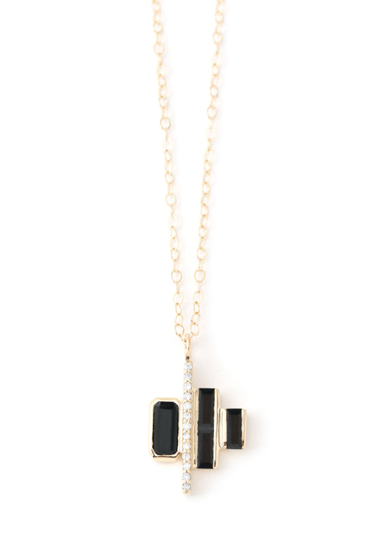 Black Spinel & Diamond Ladder Necklace