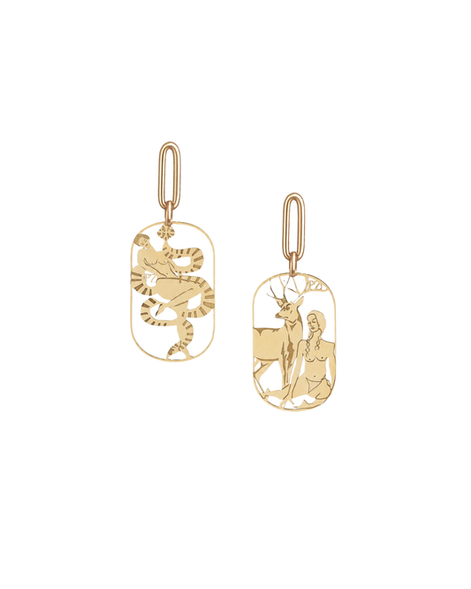 The Deer and Serpent Totem Earrings