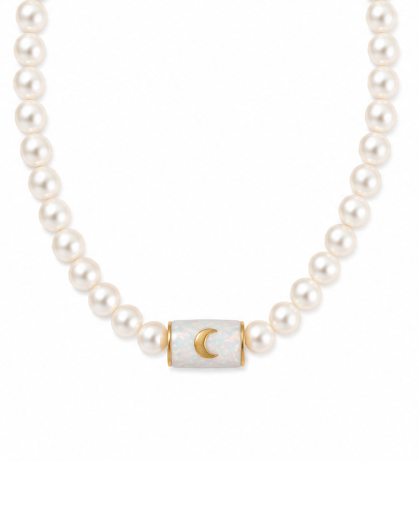 Pearl Strand And Opal Rondel Necklace