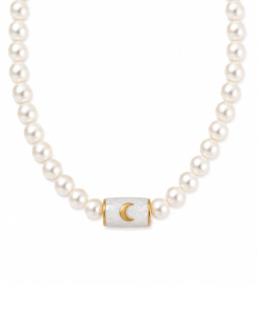 Pearl Strand And Opal Rondel Necklace