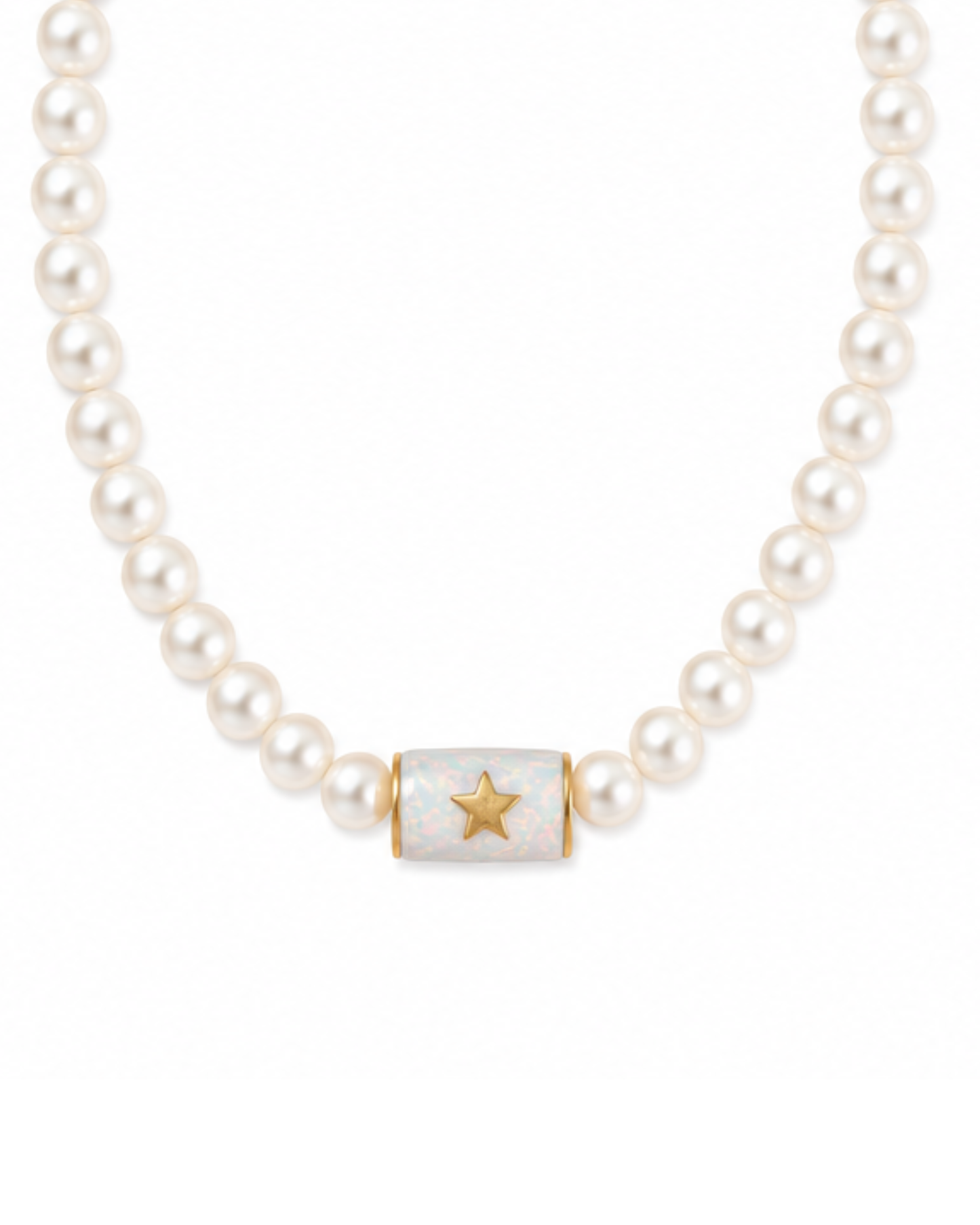 Pearl Strand And Opal Rondel Necklace