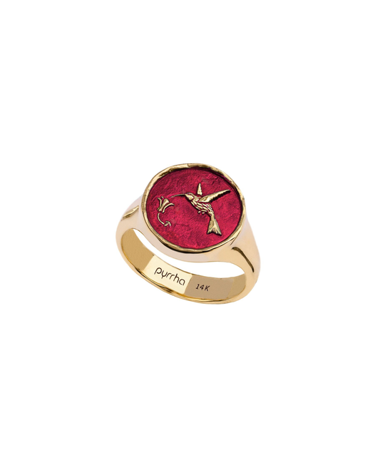 Hummingbird Talisman Signet Ring