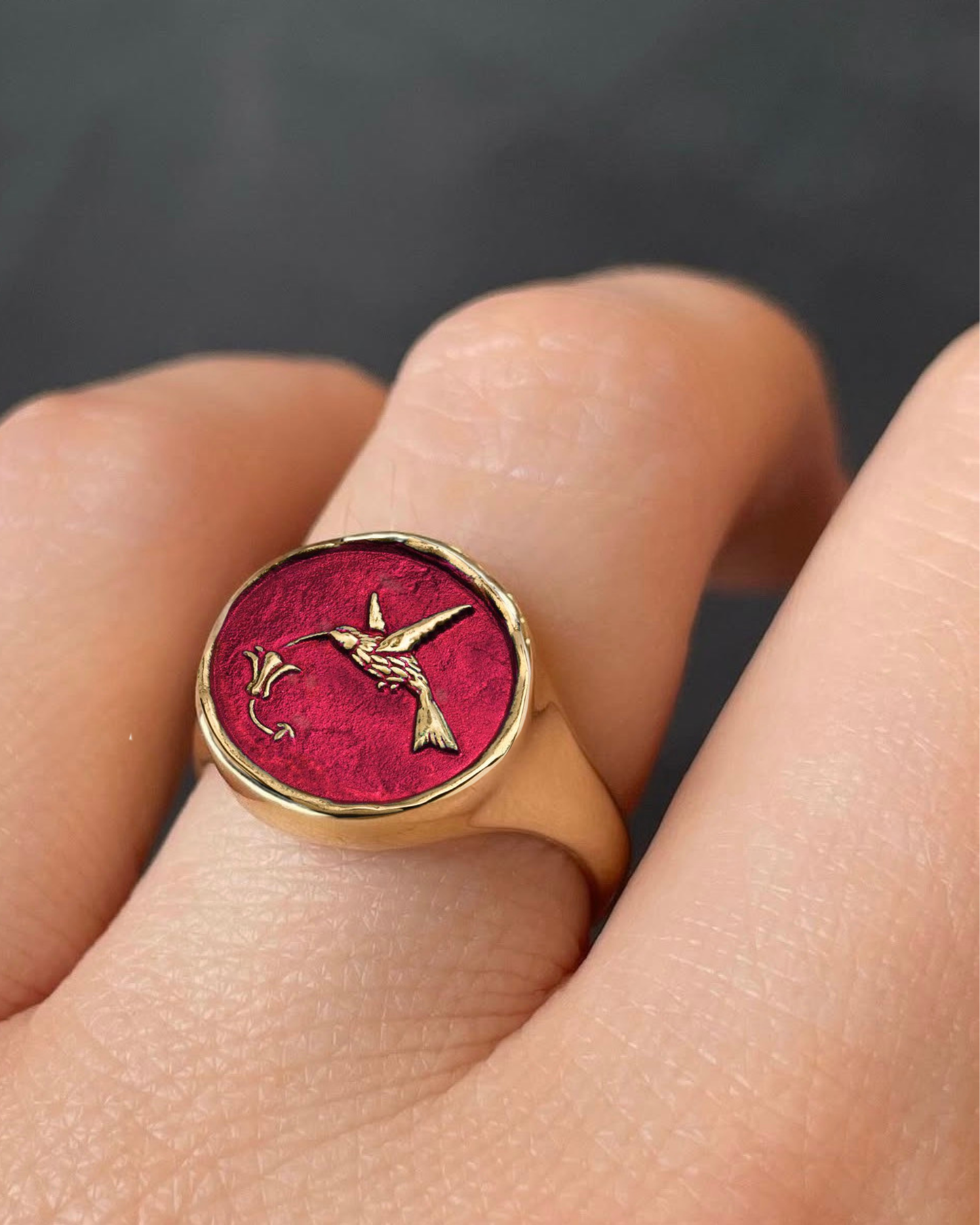 Hummingbird Talisman Signet Ring