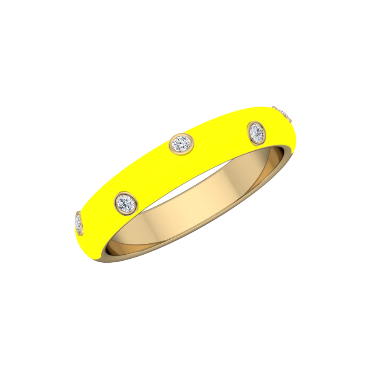 Yellow Enamel Diamond Ring