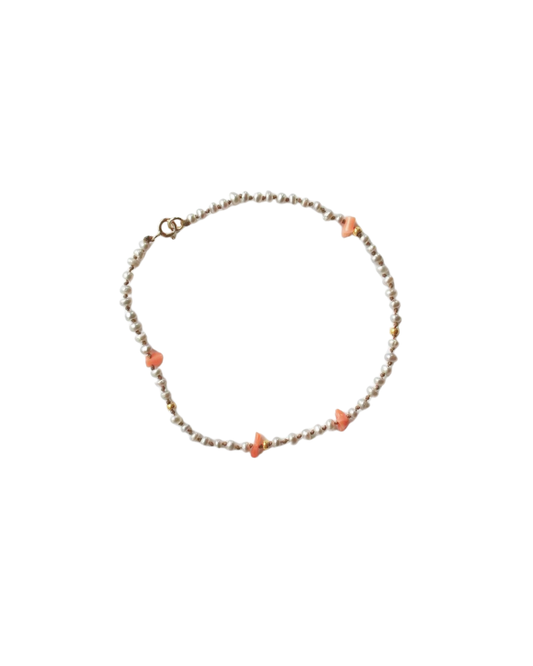 Grey Pearls and Coral Bracelet