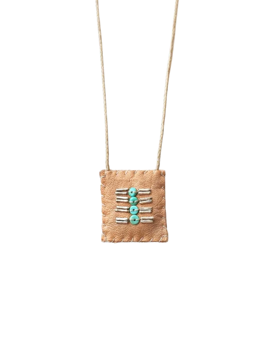 Turquoise Leather Talisman Necklace