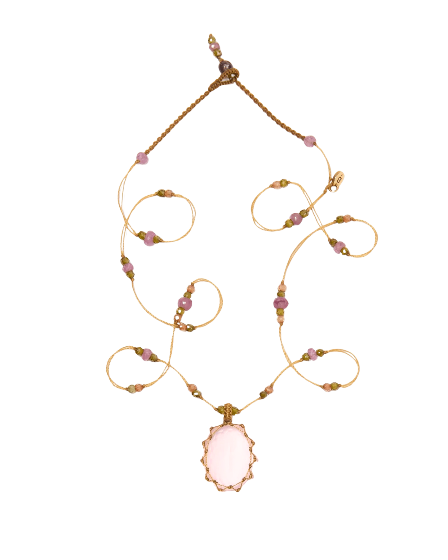 Short Tibetan Rose Quartz Pendant