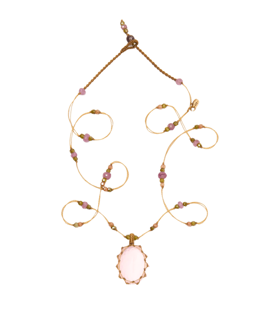 Short Tibetan Rose Quartz Pendant