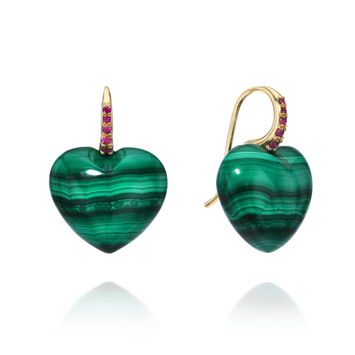 Malachite Heart Dollop Earrings